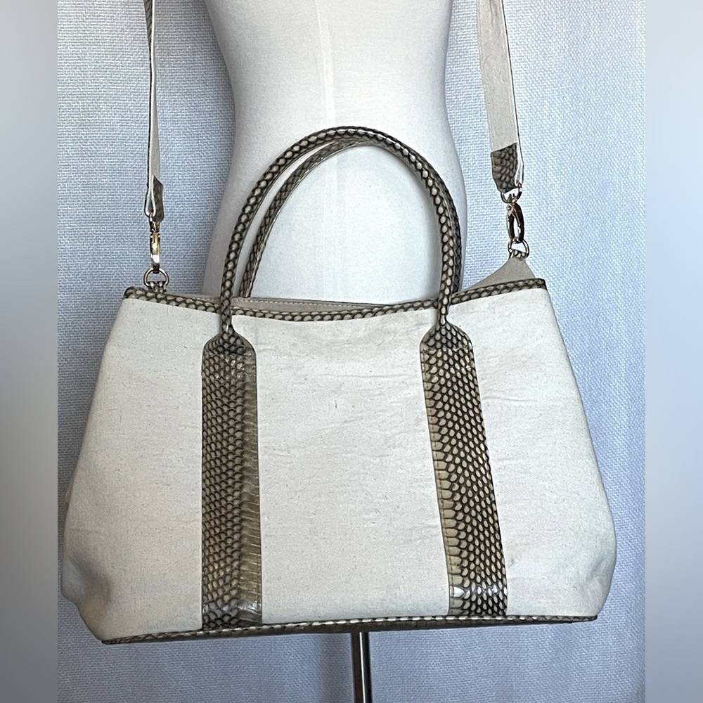 Beirn canvas and snakeskin bag